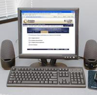 computer on desk: online training computer on desk: online training
